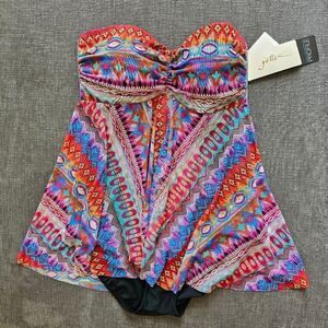 Gottex One Piece Women's Floral Flyaway Bandeau Style one piece Swimsuit size 10